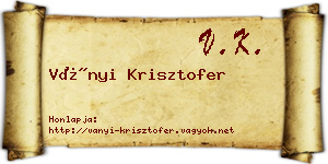 Ványi Krisztofer névjegykártya